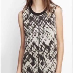 Vince 100% SILK  Black and Cream Midi shift Dress